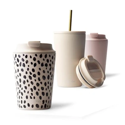 Abbildung von MAMEIDO Thermobecher 350ml, 470ml &amp; 700ml dichter Kaffeebecher to go aus Edelstahl doppelwandig isoliert, auslaufsicher Coffee Becher warmhaltend (Almond Flakes, 0,35l)