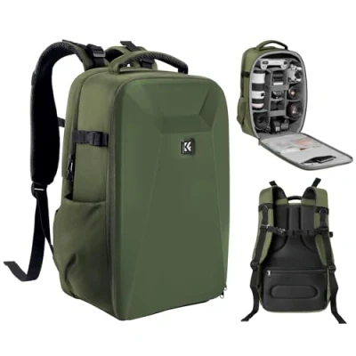 Abbildung von K&amp;F Concept Kamerarucksack Fotorucksack mit Hartschale Kameratasche 15,6 Zoll Laptopfach und Regenschutz, Rucksack für Drohnen