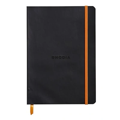 Abbildung von Rhodia 117402C Notizheft (mit weichem Umschlag, liniert, 80 Blatt, DIN A5, 14,8 x 21 cm) 1 Stück schwarz