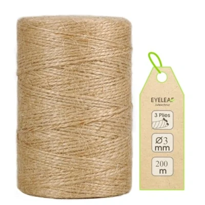 Abbildung von Garten Juteschnur 2 3mm Dicke,Bindegarn,Gartenschnur, Bastelschnur Kordel Rolle mit 200m,100% Jutegarn Naturfarbe