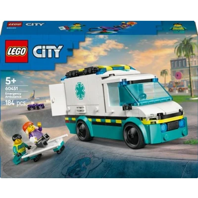 Abbildung von LEGO City Rettungswagen Spielzeug mit 2 Minifiguren (Skateboarder und Fahrer) Lernspielzeug für Jungen Mädchen ab 5 Jahren Geschenkideen zum Geburtstag die Feiertage 60451