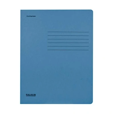 Abbildung von Original Falken 25er Pack Einschlagmappe. Made in Germany. Aus Recycling Karton mit 3 Innenklappen für DIN A4 blau Juris Mappe Sammelmappe Dokumentenmappe Aufbewahrungsmappe
