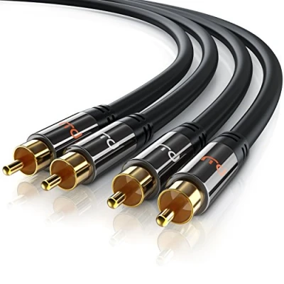 Abbildung von Cinch Audio Kabel 1m Aux Eingänge 2x RCA Stecker zu Metall doppelte Schirmung Koaxialkabel geeignet für Verstärker, Stereoanlangen, HiFi Anlagen