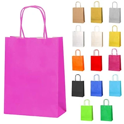 Abbildung von Thepaperbagstore 20 Papiertüten für Partys und Geschenke mit Griffen Pink 180x220x80mm