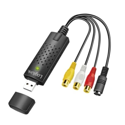 Abbildung von LogiLink VG0030A USB 2.0 Audio/Video Grabber, 3xCinch + miniDIN5 (S Video) für Windows 7/8/10/11, Mac OS 10.7 oder höher, Android 5.0 höher