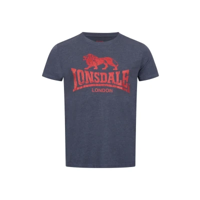 Abbildung von Lonsdale Men&#039;s SILVERHILL T Shirt, Marl Navy/Red, L