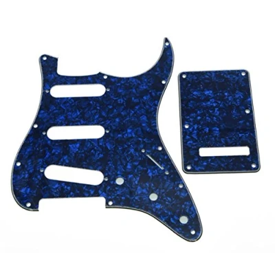 Abbildung von KAISH Schlagbrett im ST/Stratocaster Stil, 11 Löcher, SSS, mit ST Rückplatte, Tremolo Abdeckung, für Stratocaster / Strat Blue Pearl
