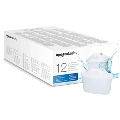 Abbildung von Amazon Basics Wasserfilterkartuschen, 12 Stück, passend für alle BRITA Systeme inkl. PerfectFit &amp;