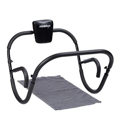 Abbildung von Relaxdays Bauchtrainer AB Roller, Bauchmuskeltrainer, faltbar, HxBxT: 66 x 70 cm, Sixpack Fitness Trainer, schwarz