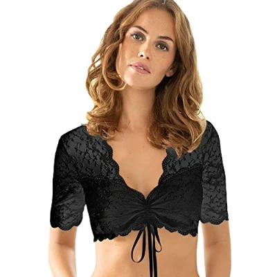 Abbildung von Nina von C. Spitzen Dirndlbluse Linnea mit Halbarm Schwarz Gr. 38