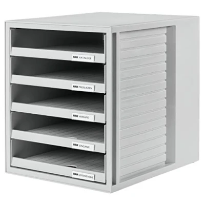Abbildung von HAN Schubladenbox SCHRANK SET attraktives Design für Unterlagen bis DIN C4, mit 5 offenen Schubladen, lichtgrau, 1401 11