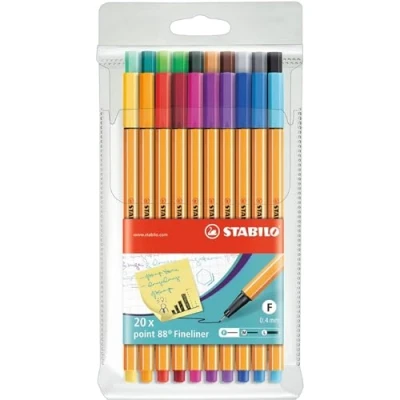 Abbildung von Fineliner STABILO point 88 20er Pack mit 20 verschiedenen Farben