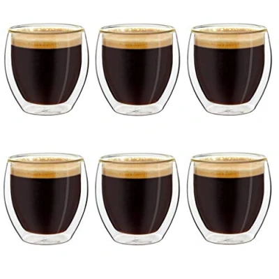 Abbildung von Creano doppelwandige Espresso Gläser, 6er Set 100ml, Mokkatassen, Thermo Gläser mit Schwebe Effekt