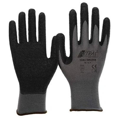 Abbildung von NITRAS Nylotex 3520 Nylon Latexhandschuhe Arbeitshandschuhe 12 PAAR, Grau/Schwarz, 9/XL