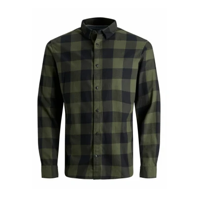 Abbildung von JACK&amp;JONES Hemd Slim Fit Business Shirt Weiches Langarm Twill Oberteil aus Baumwolle JJEGINGHAM