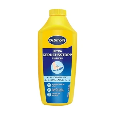 Abbildung von Dr. Scholl’s Ultra Geruchsstopp Fußpuder mit Sweat Max Technologie Sorgt für frische und trockene Füße Schuhe, Schützt vor Schweiß, beseitigt Gerüche sofort bietet ganztägigen Geruchsschutz
