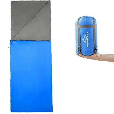 Abbildung von MOUNTREX® Schlafsack Kleines Packmaß &amp; Ultraleicht (730g) Sommer Deckenschlafsack Outdoor Sommerschlafsack Camping, Reise, Festival Koppelbar
