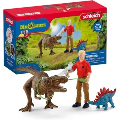Abbildung von schleich 41465 Tyrannosaurus Rex Angriff, für Kinder ab 5 12 Jahren, DINOSAURS Spielset