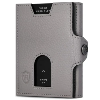 Abbildung von VON HEESEN Slim Wallet mit XL Münzfach &amp; RFID Schutz Leder Geldbörse Herren klein Mini Geldbeutel Damen Portmonee Kartenetui Echtleder Karten Portemonnaie Kreditkartenetui Grau