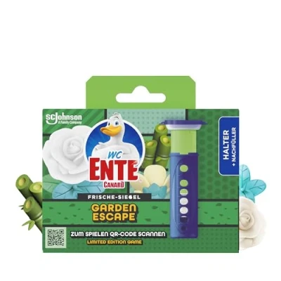 Abbildung von WC Ente Frische Siegel Starter Set (inkl. 1 Nachfüller), körbchenloser Spüler, Original Garden Escape Duft, 36 ml