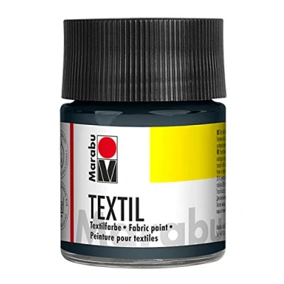 Abbildung von Marabu 17160005078 Textil Stoffmalfarbe grau 50 ml, Stoffdruckfarbe auf Wasserbasis, für helle Stoffe, waschbeständig bis 60C, weicher Griff, einfache Fixierung durch Bügeln o. Backofen