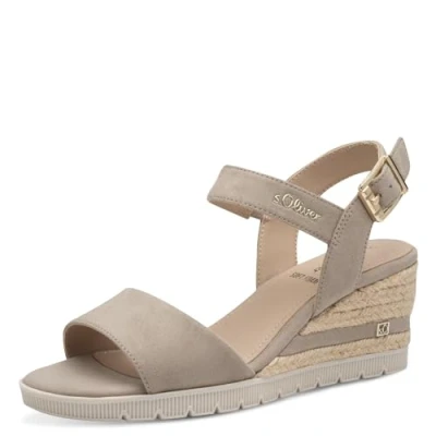 Abbildung von s.Oliver Damen Sandalen mit Keilabsatz Sommer, Beige (Light Taupe), 39 EU