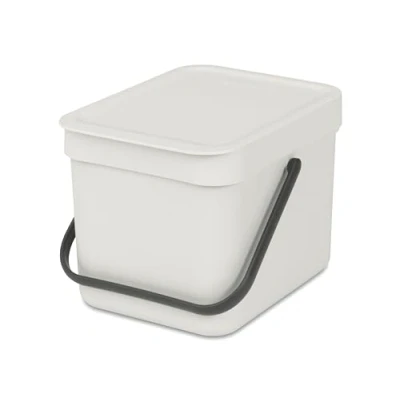 Abbildung von Brabantia Sort &amp; Go Abfallbehälter 6L Kleiner Recyclingbehälter Tragegriff Pflegeleicht Für die Arbeitsplatte oder den Küchenschrank Küchenmülleimer Light Grey 20 x 25 18 cm