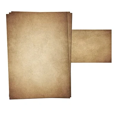 Abbildung von PRESENTOU Briefpapier beidseitig bedruckt 120 Gramm Papier Motivpapier Urkundenpapier Urkunde Speisekarte Liebesbrief (Vintage Dunkel, 25 + Bögen Umschläge)