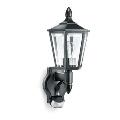 Abbildung von Steinel Außenleuchte L 15 S schwarz, Wandleuchte mit 180 Bewegungsmelder, max. 10 m Reichweite, klassisches Design