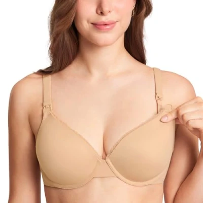 Abbildung von Gratlin Damen Still BH mit Bügel Gepolstert Schwangerschafts BHS Stütz Umstands Komfort Vollschalen Cups Taupe Tan 90E