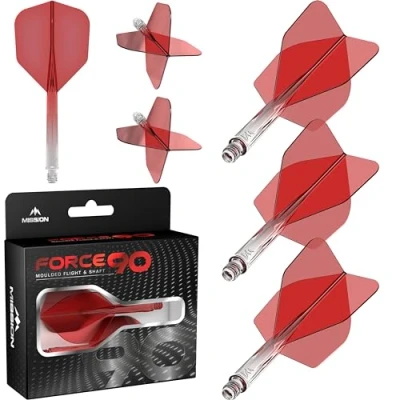 Abbildung von Mission Darts Force 90 Integriertes präzisionsgeformtes Dart Flight und Schaftsystem, Packung mit 3 professionellen, sehr langlebigen kombinierten Flights Schäften, Standard Nr. 6