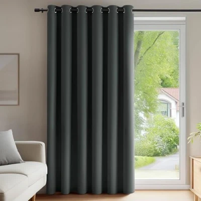 Abbildung von Deconovo Gardinen Blickdicht Ösen Vorhänge Schlafzimmer Vorhang Dicke Thermovorhang Kälteschutz Thermogardine Hitzeschutz, 214x203 cm(HöhexBreite), Dunkelgrau, 1 Stück