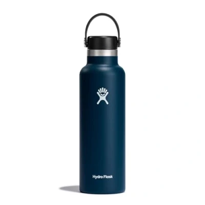 Abbildung von Hydro Flask Water Bottle 621 ml (21 oz) Vacuum Insulated Stainless Steel with Leak Proof Flex Cap and Powder Coat Standard Mouth Indigo