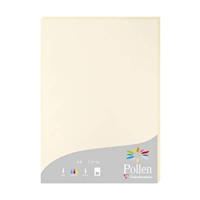 Abbildung von Clairefontaine 24204C Packung mit 25 Karten Pollen 210g, DIN A4, 21 x 29,7cm, Elfenbein