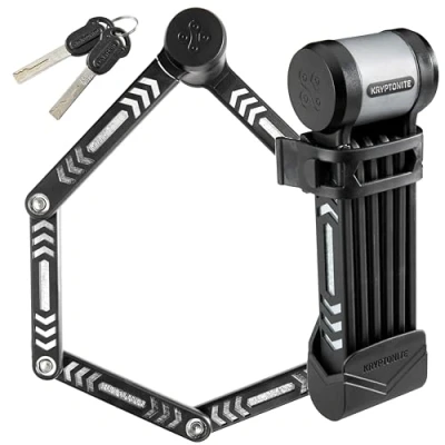 Abbildung von Kryptonite Kryptolok 685 Faltschloss 85 cm, Sicherheitsgrad 6/10, Kompaktes sicheres Fahrradschloss mit Stahlgliedern, 2 Schlüsseln &amp; Transporthalterung für Fahrrad, Schwarz