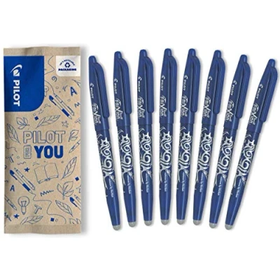 Abbildung von PILOT FriXion Ball 0.7 Set 8 Stück Farbe Blau Radierbare Tintenroller 0,4 mm Strichstärke, angenehme Schreibführung zum Schreibenlernen, thermosensitive Tinte, mit austauschbarer Mine