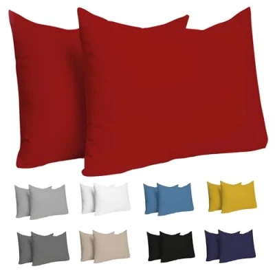 Abbildung von Kissenbezug 50 x 70 cm (Set mit 2) 100% Jersey Baumwolle 150 g/qm Kissenbezüge Rot Für Kissen Kissenhülle Resistent und Hypoallergen Dreamzie