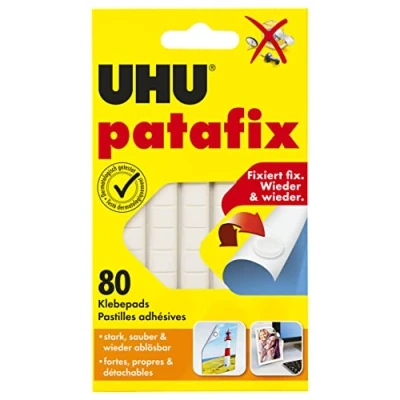 Abbildung von UHU patafix, wieder ablösbare und verwendbare Klebepads, weiß, 80 Stück