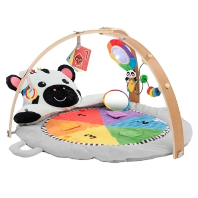 Abbildung von Baby Einstein Zen’s Aktivitätsspielzeug aus Plüsch für Meilensteine mit Holzstange, Säuglinge bis Kleinkinder, 0 12 Monate, waschmaschinenfest