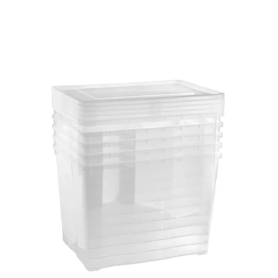 Abbildung von Grizzly Aufbewahrungsboxen 5 x 20 L medium hoch mit Deckel transparent Klarsichtboxen stapelbar Belüftung
