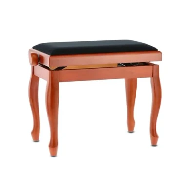 Abbildung von GEWA Pianobank Deluxe Classic (Massivholz, Bruchlast von 2 Tonnen, Sitzfläche 52x30 cm, präzise Scherenmechanik, Höhe 45 bis 57 cm), kirsche matt