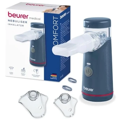 Abbildung von Beurer IH 49 Inhalator, tragbares Inhaliergerät, wiederaufladbarer Akku, besonders leise, für Kinder und Erwachsene, Schwingmembran Technologie, bei Erkältung, Asthma anderen Atemwegserkrankungen