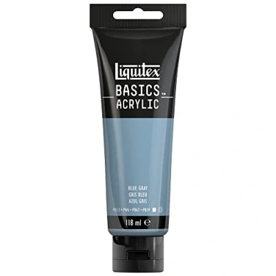 Abbildung von Liquitex 8870081 Basics Acrylfarbe, monopigmentierte Künstlerpigmente, lichtecht, mittlere Viskosität, Archivqualität, seidenglänzender Finish, 118ml Tube Blaugrau