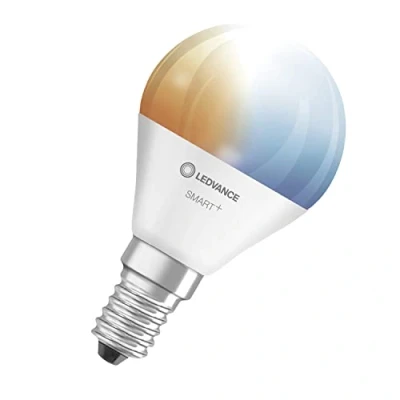 Abbildung von LEDVANCE Smarte LED Lampe mit ZigBee Technologie, Sockel E14, Dimmbar, Lichtfarbe änderbar (2700 6500K), ersetzt Glühlampen 40 W, SMART+ Mini bulb Tunable White, 1 Stück (1er Pack)