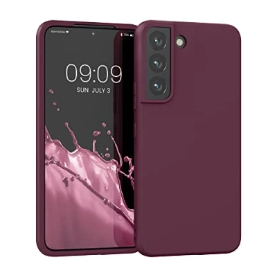 Abbildung von kwmobile Hülle kompatibel mit Samsung Galaxy S22 weiches TPU Silikon Case Cover geeignet für kabelloses Laden Bordeaux Violett