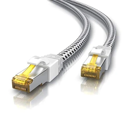 Abbildung von CSL 10m CAT 7 Netzwerkkabel Gigabit Ethernet LAN Kabel Baumwollmantel 10000 Mbit S Patchkabel Cat.7 Rohkabel FTP PIMF Schirmung mit RJ 45 Stecker Switch Router Modem Access Point