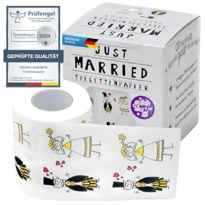 Abbildung von Just Married Toilettenpapier Witziges Klopapier Fun WC Zum verschenken Hochzeits Geschenk ; Lachen auf dem Örtchen