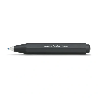 Abbildung von Kaweco 10000100 Al Sport Black Business Kuli aus hochwertigem Aluminium I 12 g leichter Taschen Kugelschreiber mit zuverlässiger Herzkurvenmechanik Seidenglänzender Druckkugelschreiber 10,5 cm Schwarz