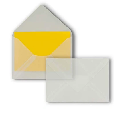 Abbildung von 50 Briefumschläge Transparent DIN C6 114 x 162 mm Kuverts mit Nassklebung ohne Fenster für Grußkarten, Einladungen und Gutscheine