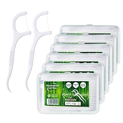 Abbildung von Dental Floss, 300+40 Stück Zahnseide Sticks Zahnstocher Stick, Zahn Draht Zahnpflege Interdental Flossers mit Y Form Design, Einwegzahnseide Zahnreinigung von Yuede (6x50+40Pcs) (Weiß)